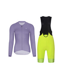 RIVANELLE Cycling long sleeve jersey and bibtights - ELEVATE - yellow/black/purple